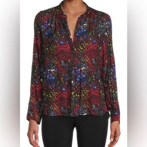 NWT Zadig & Voltaire | glam rock blouse long sleeve pullover v neck shirt small